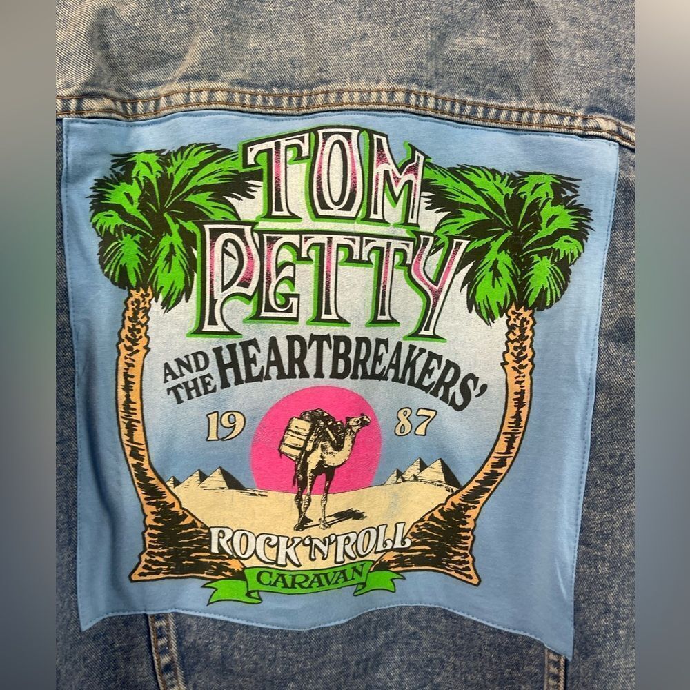 Tom Petty Daydreamer upcycled jean jacket custom repurposed ONE OF A KIND. L - Picture 2 of 7